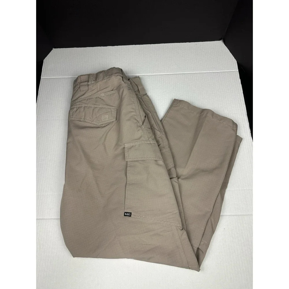 5.11 Tactical Fast-Tac Cargo Pants Mens 36x30 Beige Ripstop Work Trousers 74439